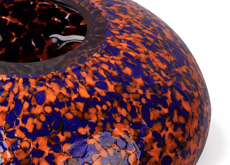 ORANGE & BLUE BOULE VASE