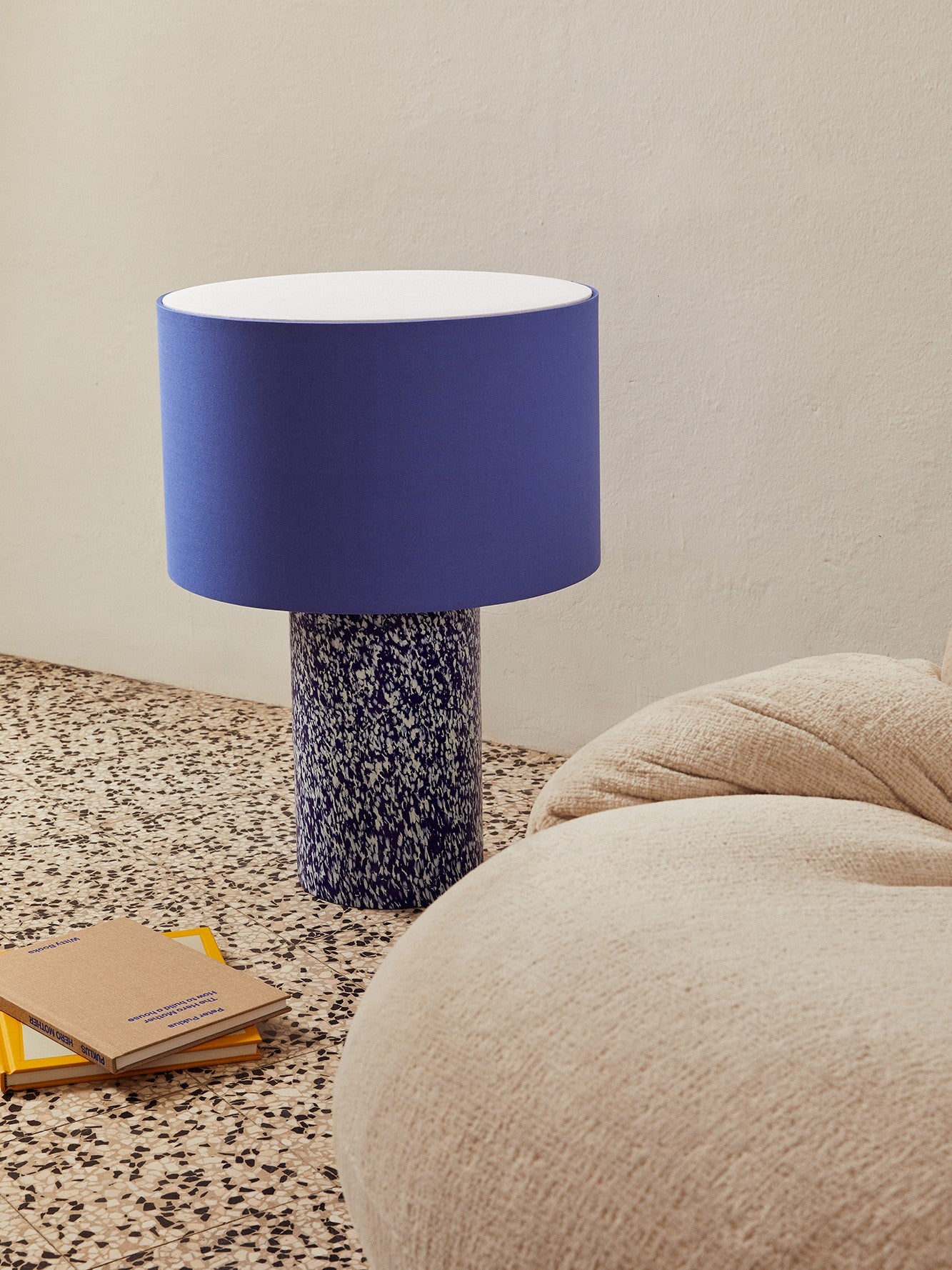 BLUE & IVORY PILLAR LAMP