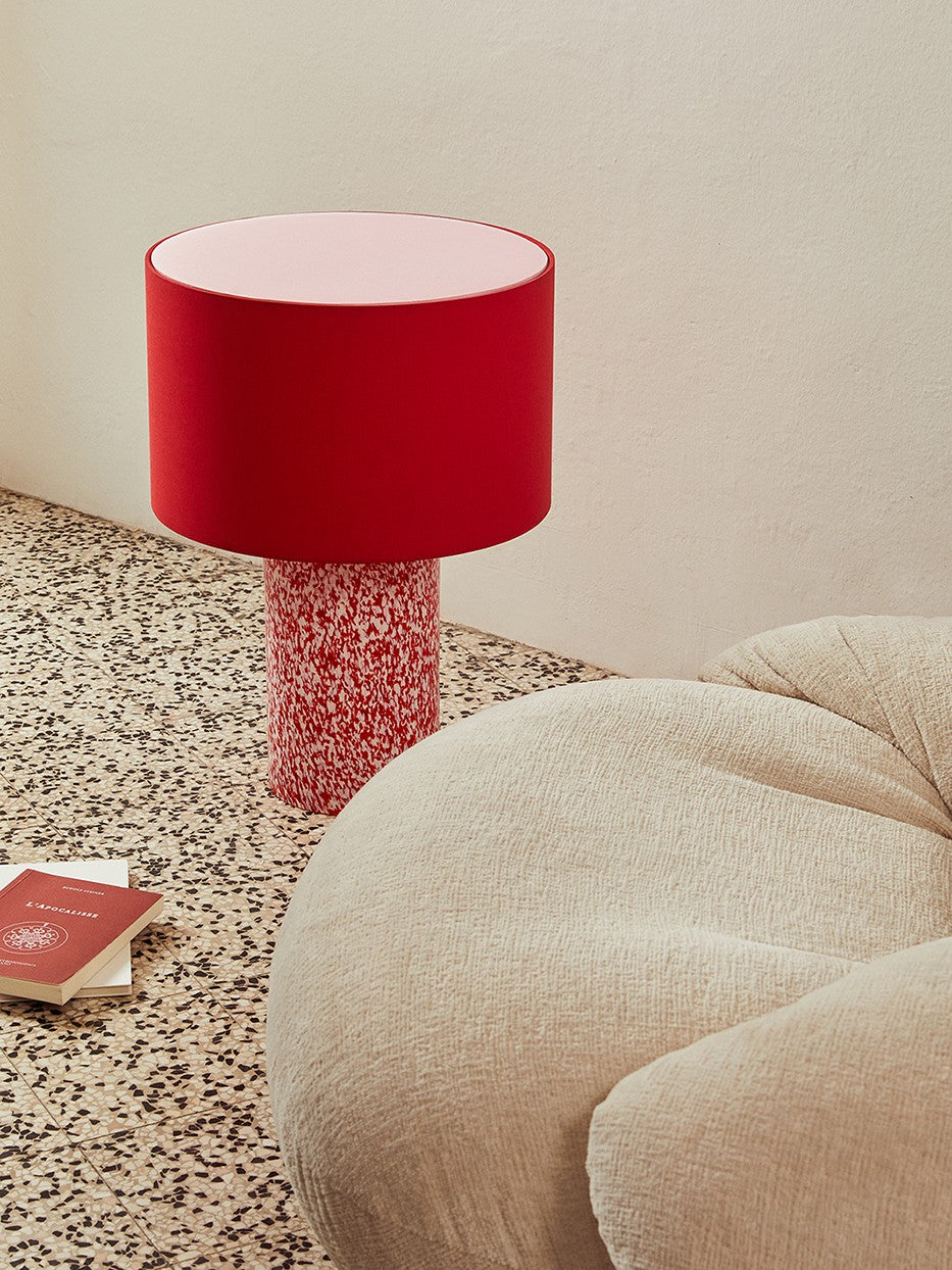 RED & IVORY PILLAR LAMP