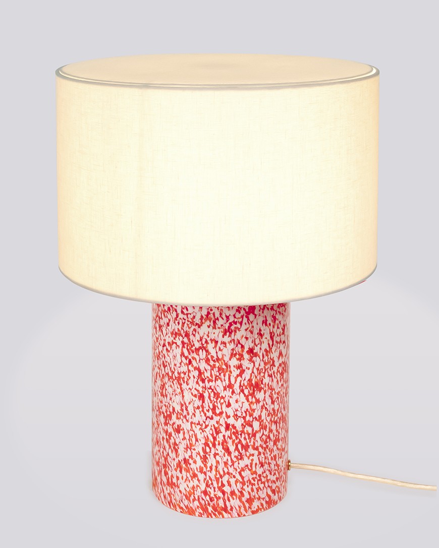 RED & IVORY LAMP / LINEN