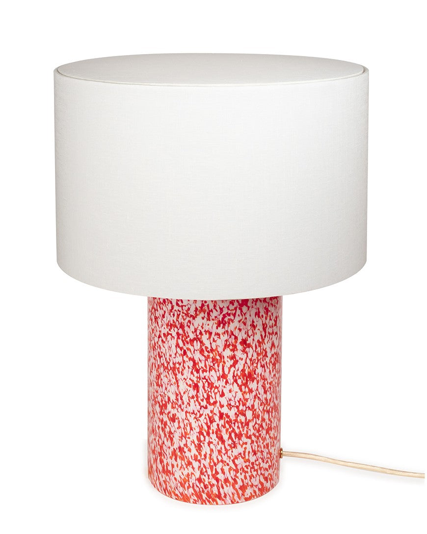 RED & IVORY LAMP / LINEN