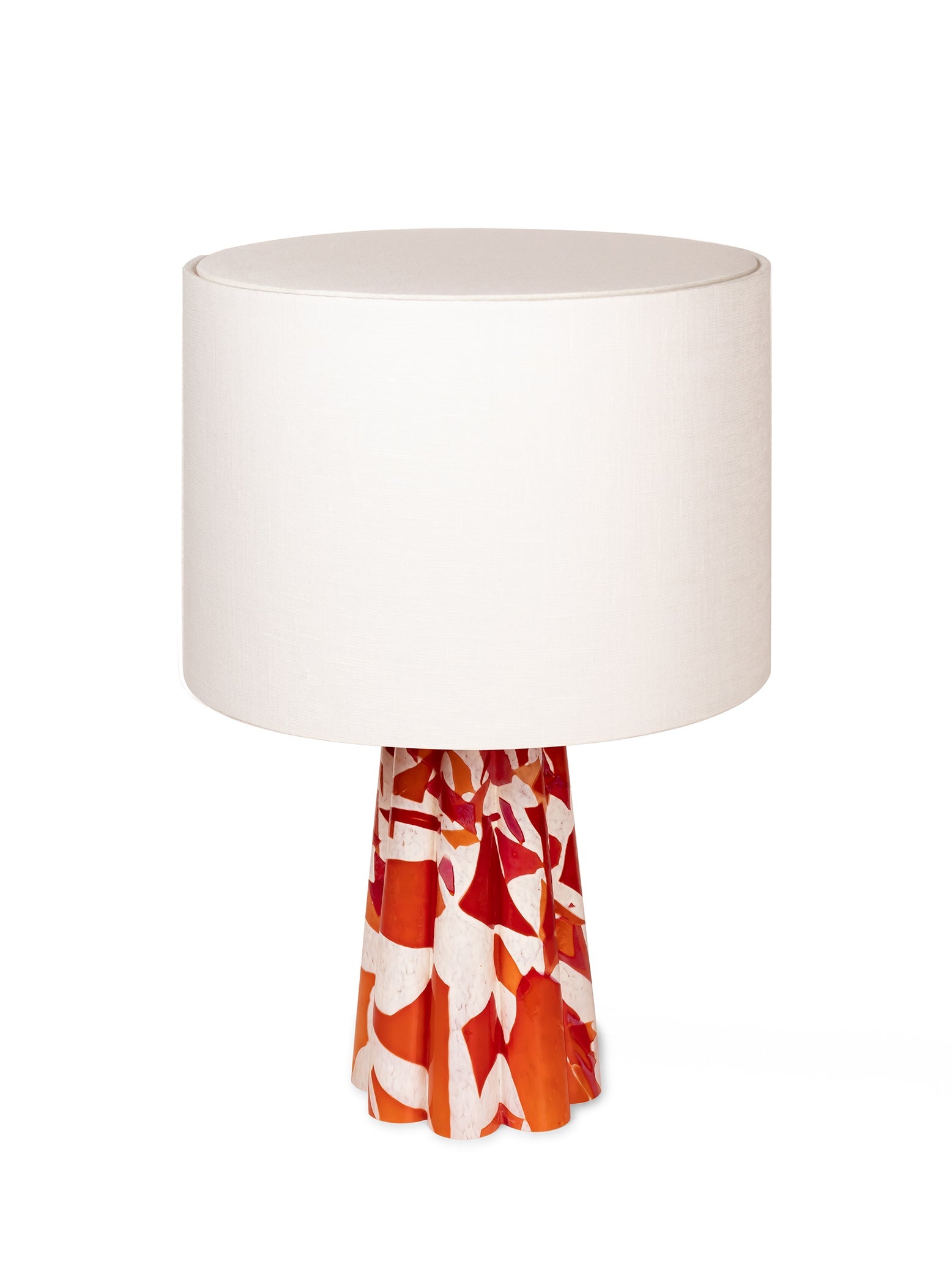 Red Bucket Lamp with linen shade