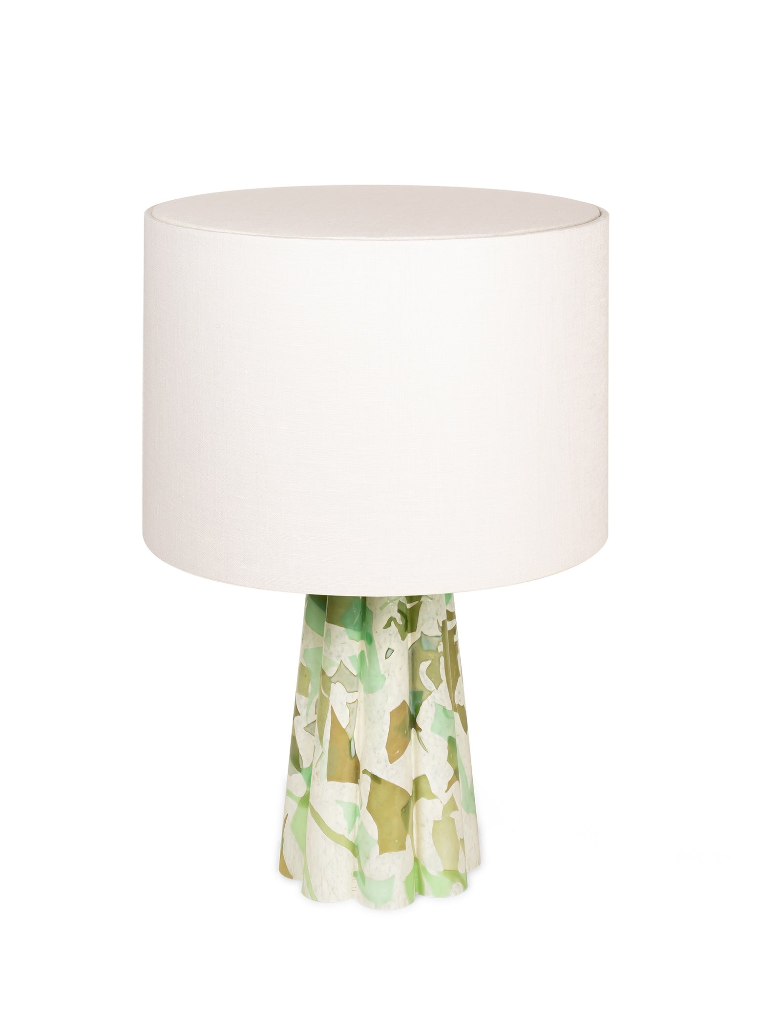 Green Bucket Lamp with linen shade