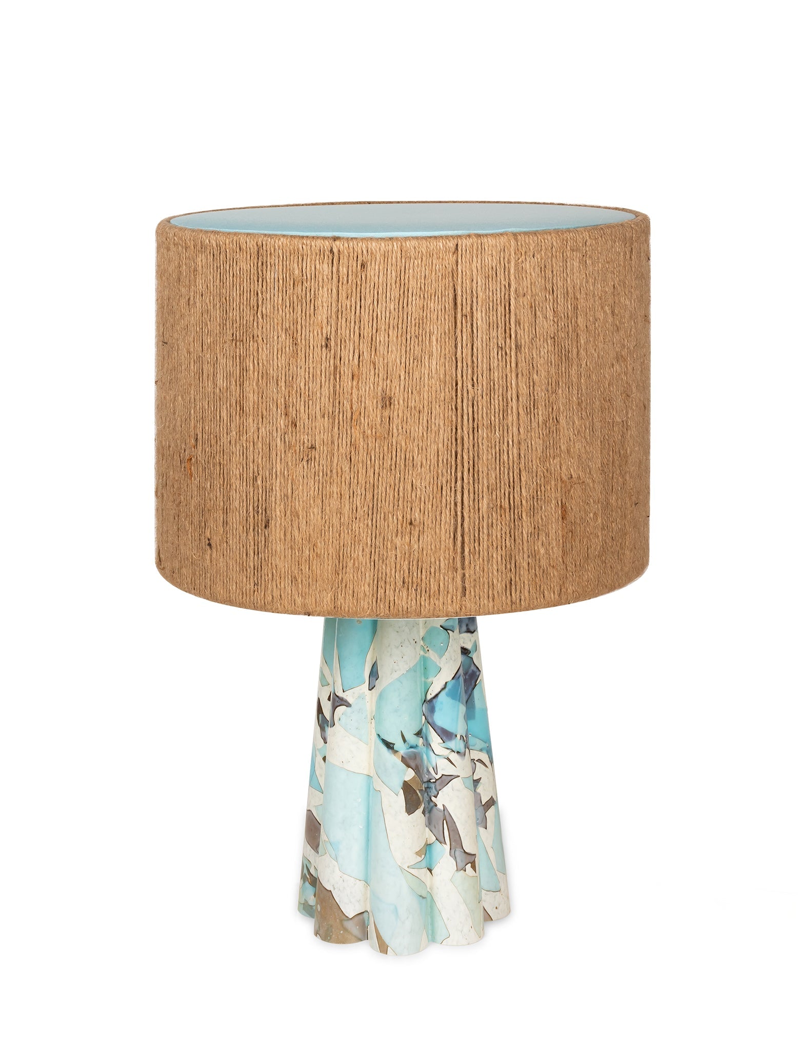 Aquamarine Bucket Lamp with rope shade