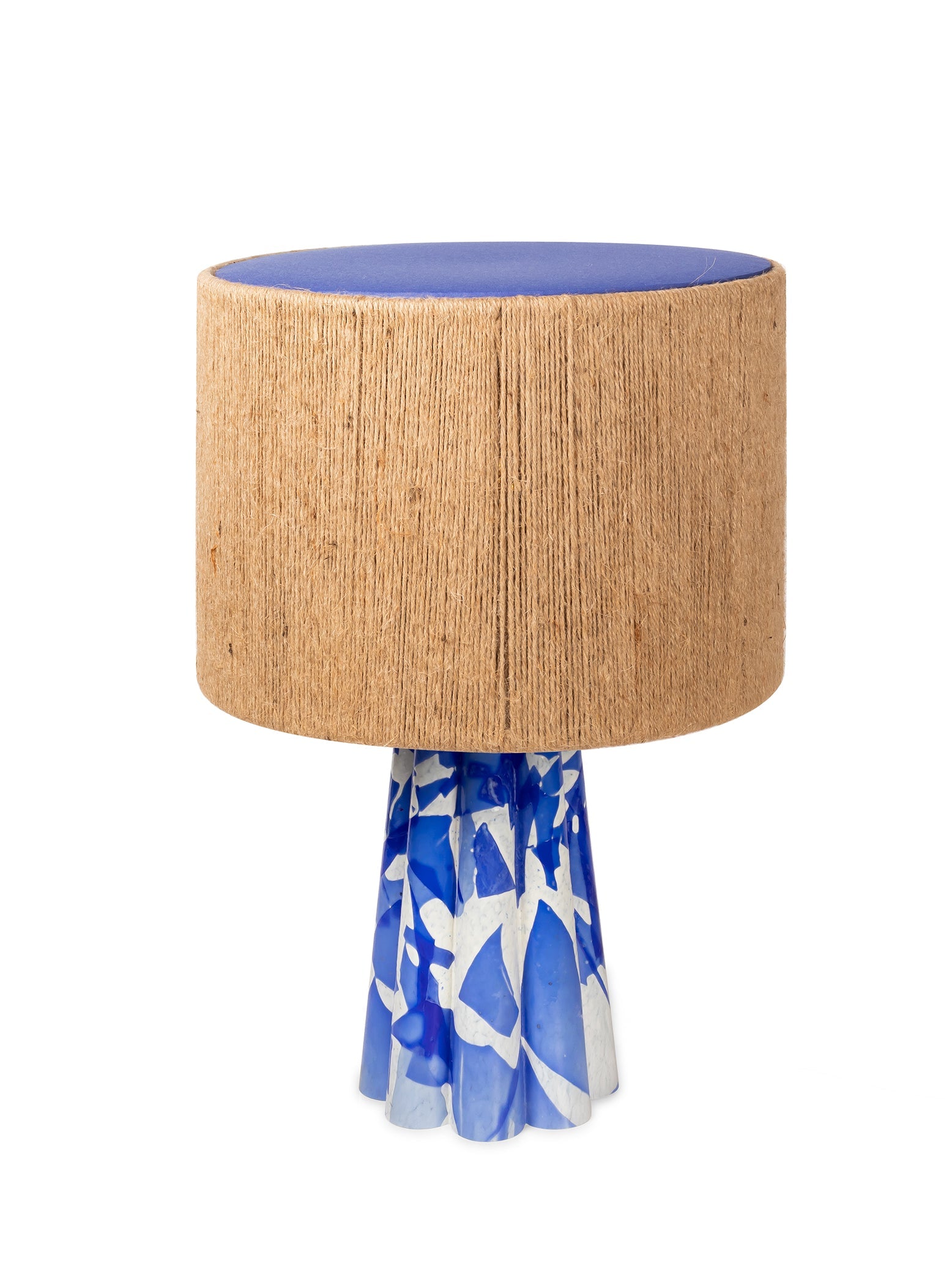 Blue Bucket Lamp with rope shade