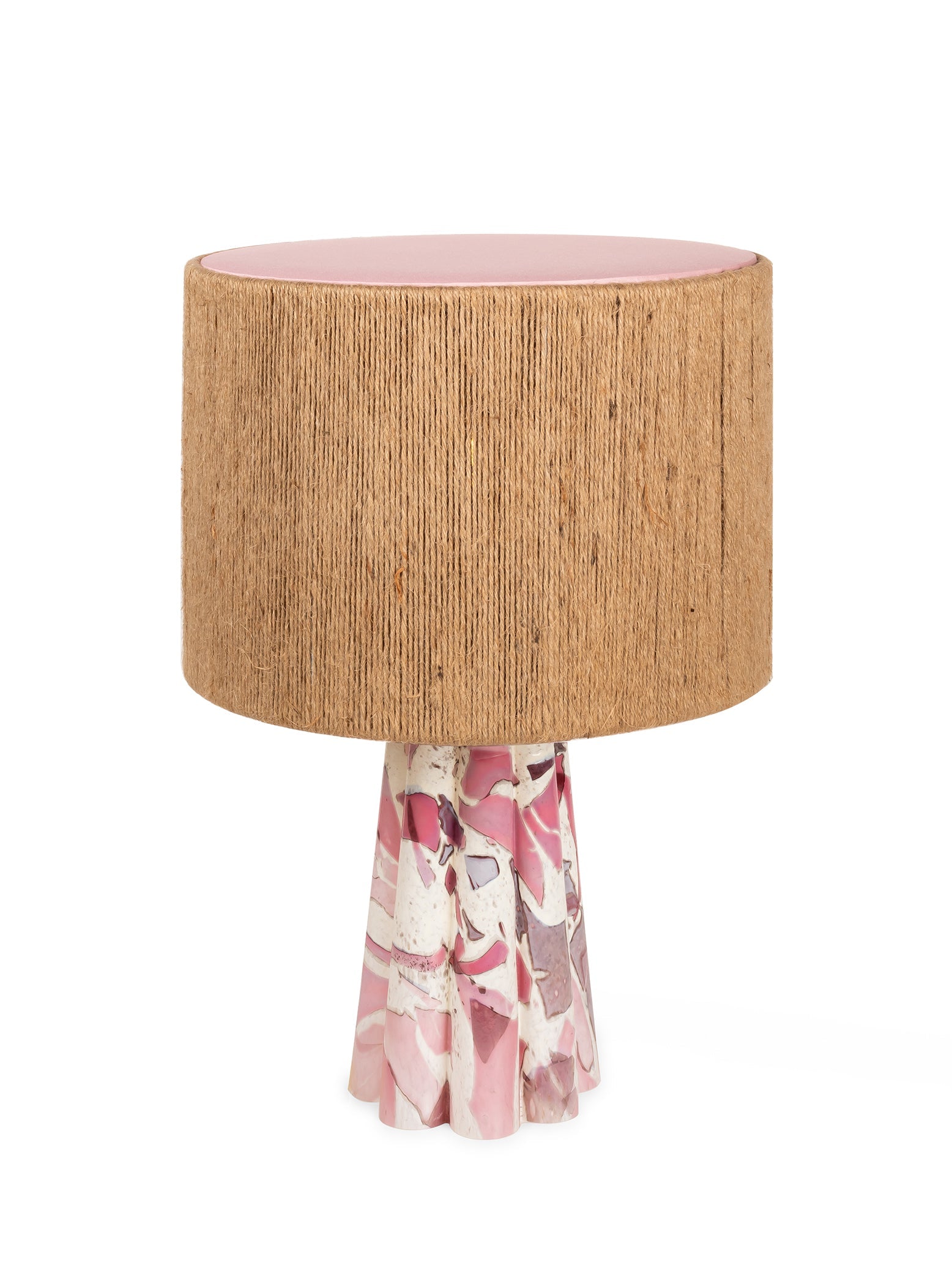 Pink Bucket Lamp with rope shade