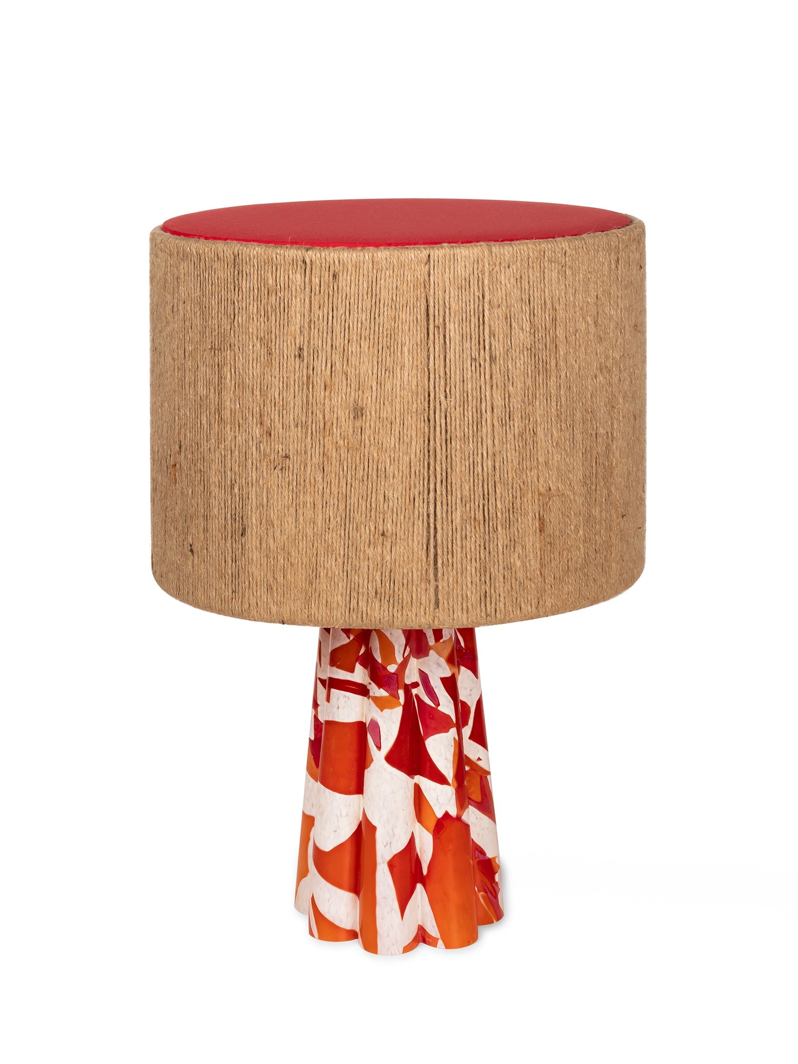 Red Bucket Lamp with rope shade