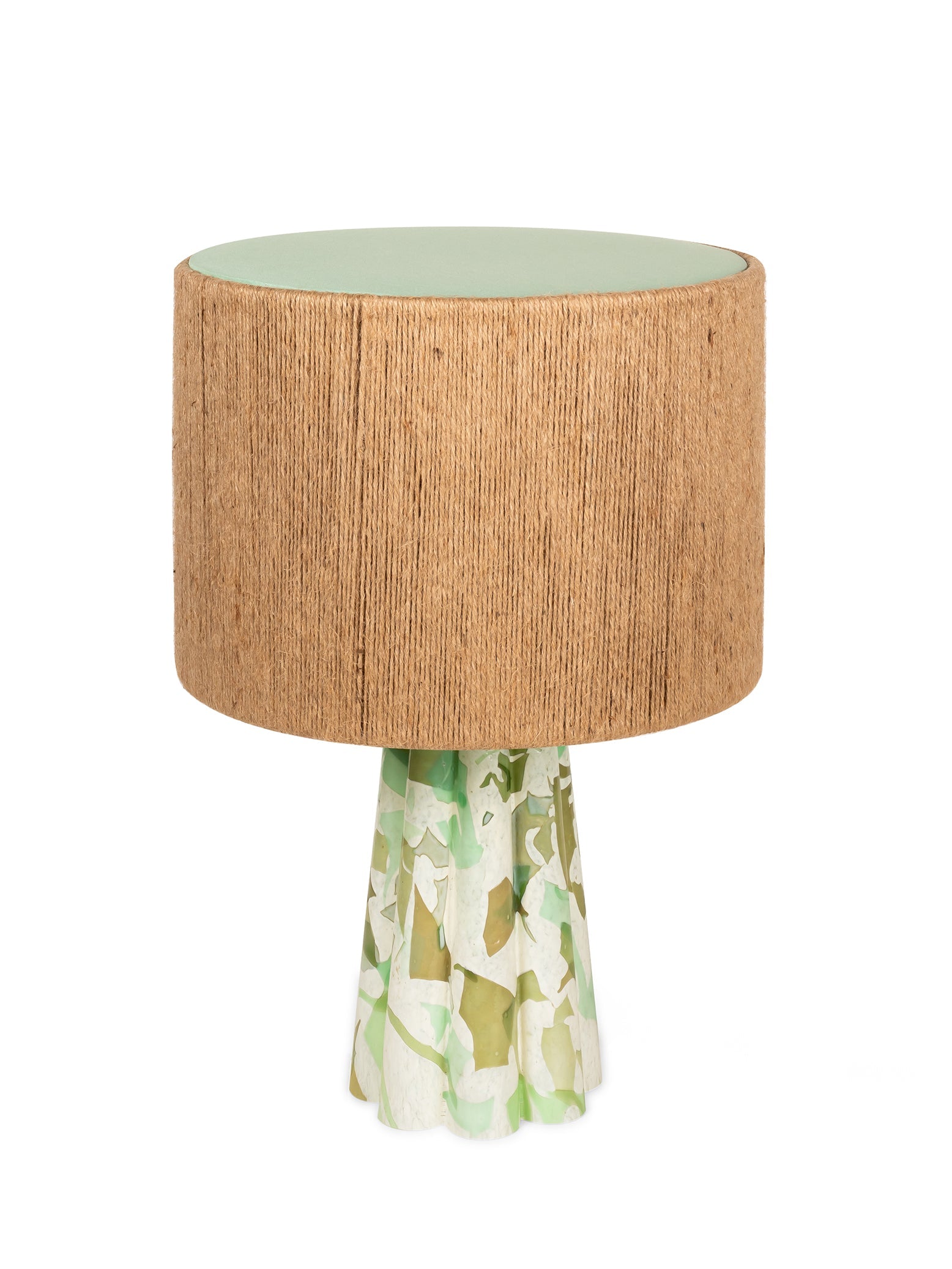 Green Bucket Lamp with rope shade