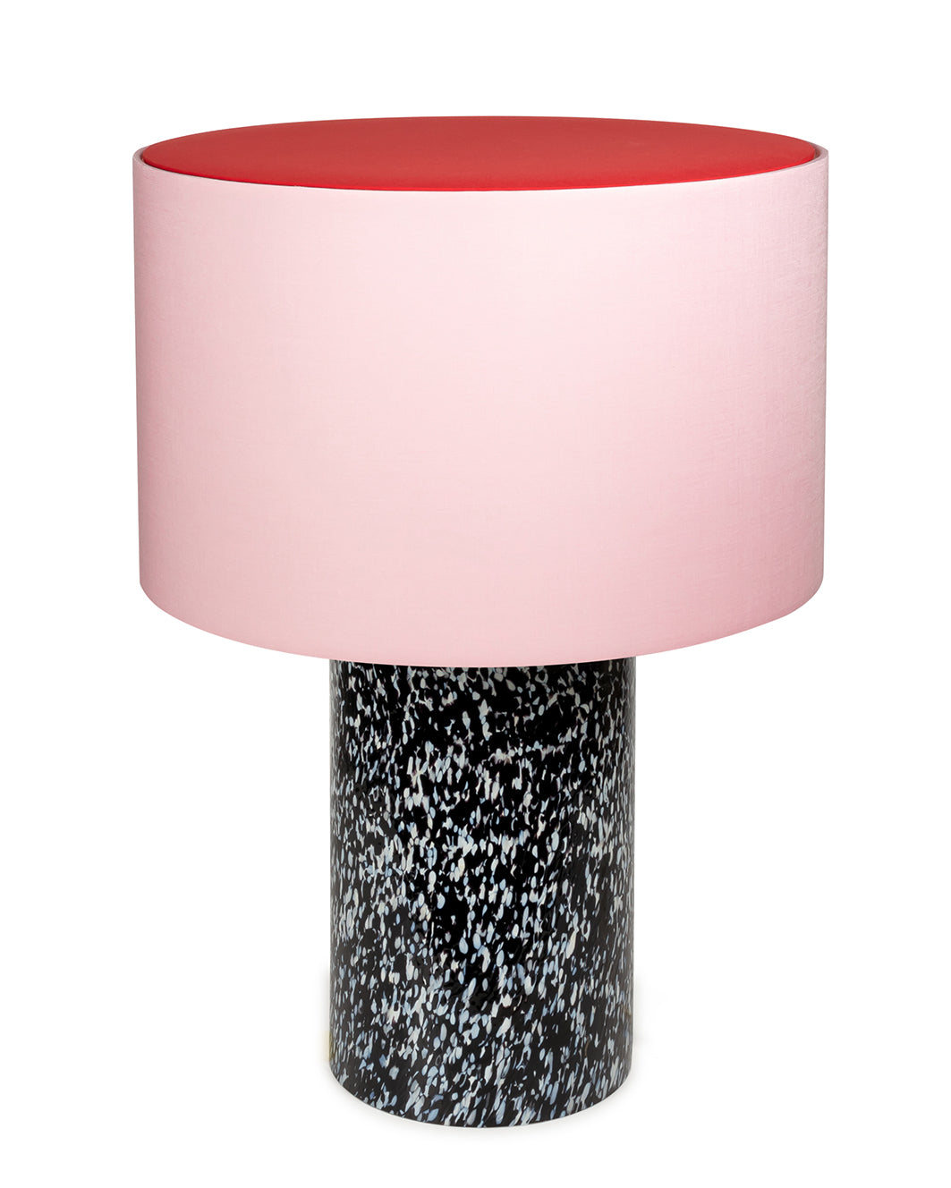 Black & White Pillar Lamp with cotton shade
