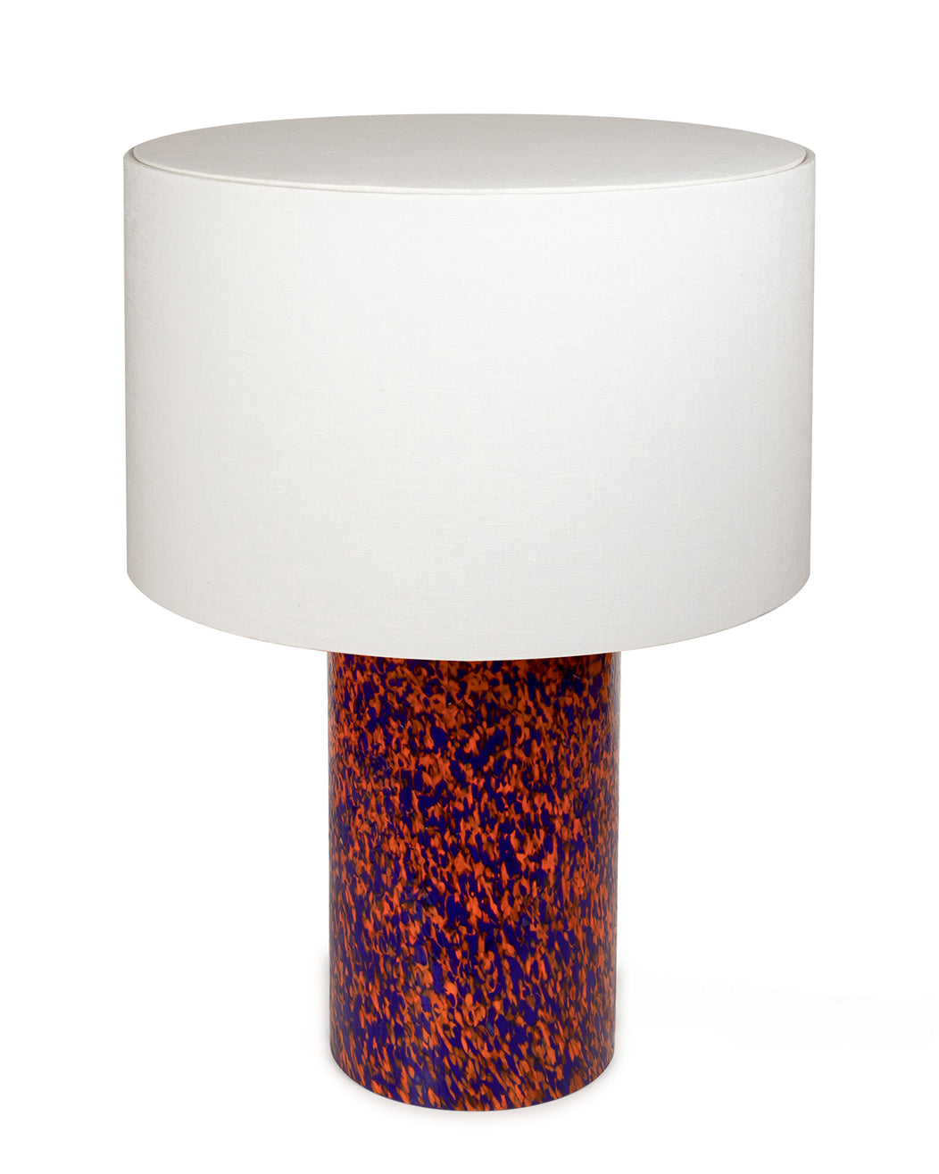 Orange & Blue Pillar Lamp with linen shade