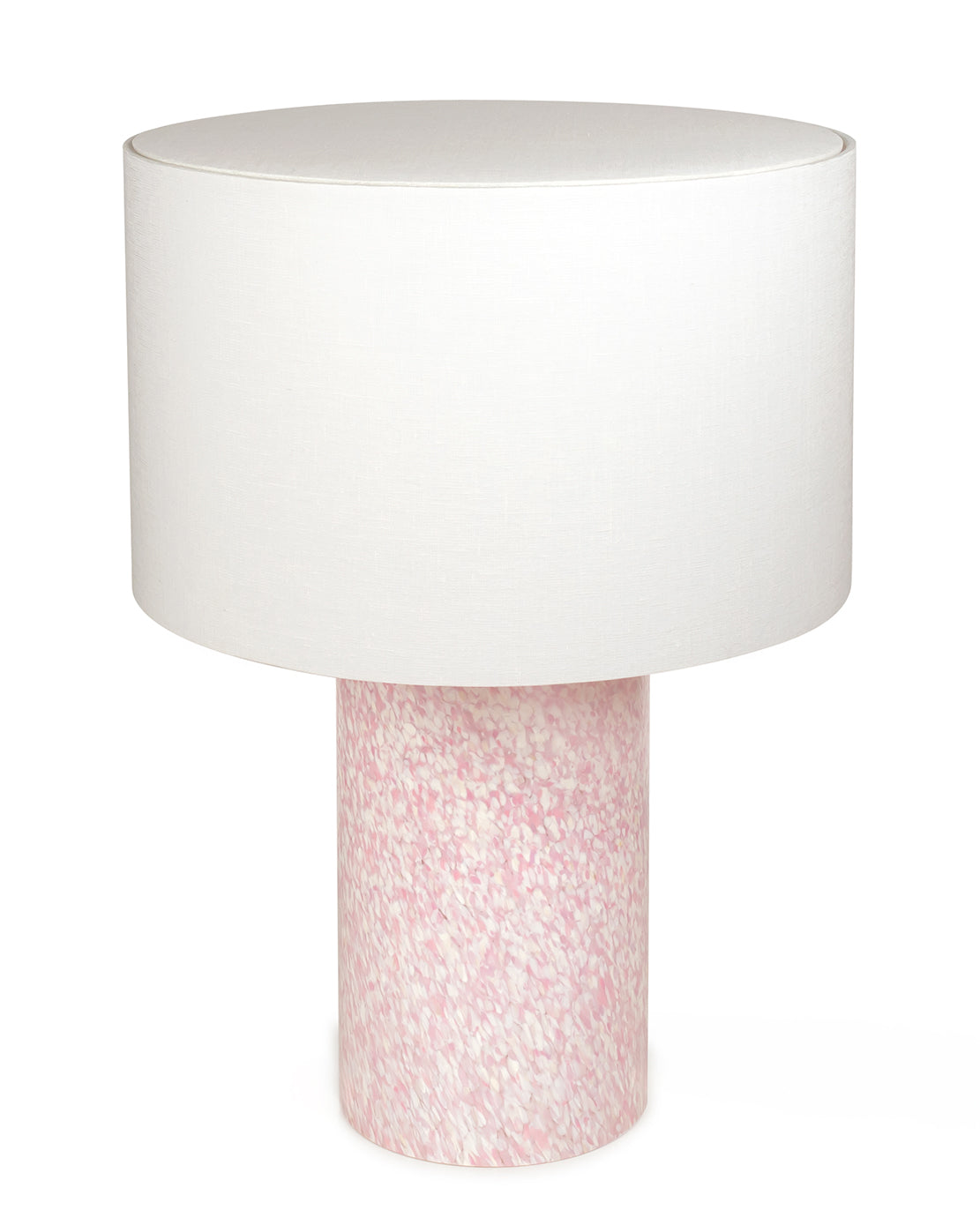 Ivory & Pink Pillar Lamp with linen shade