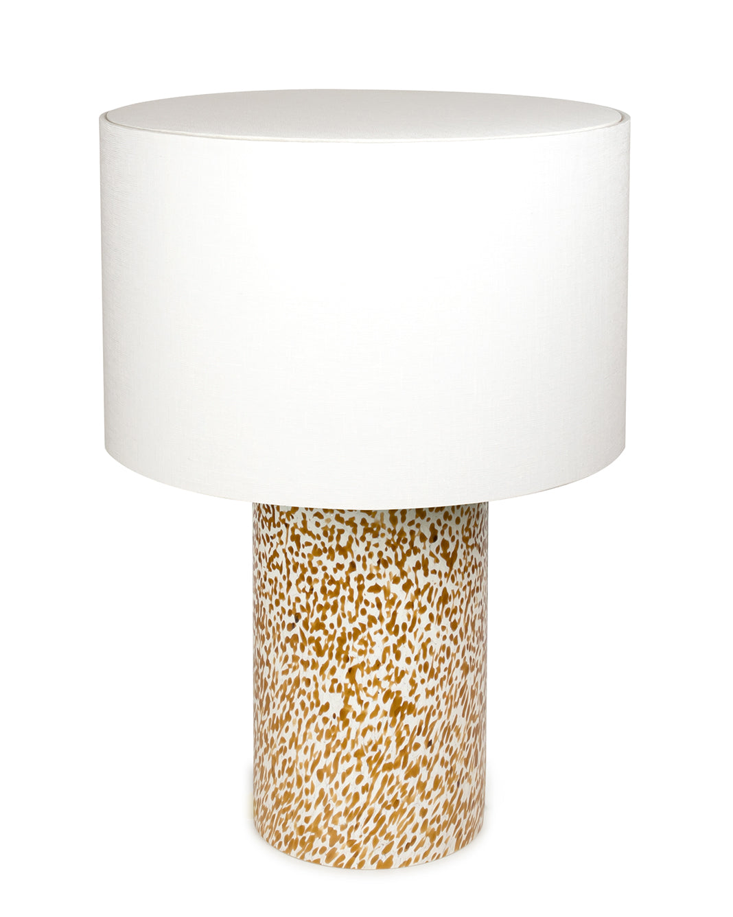 Ivory & Amber Pillar Lamp with linen shade