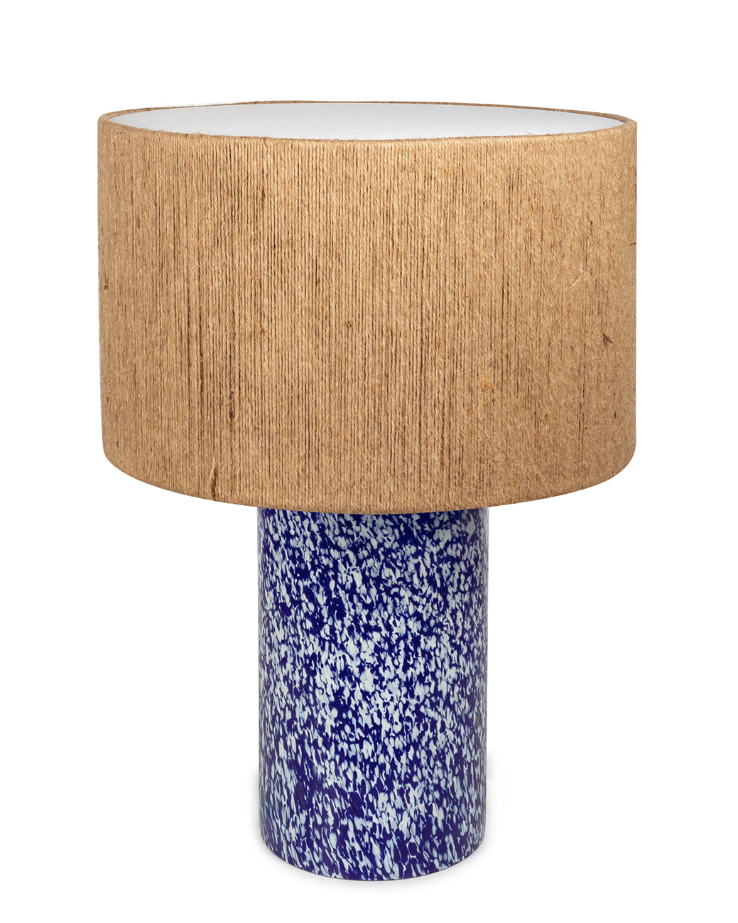 Blue & Ivory Pillar Lamp with rope shade