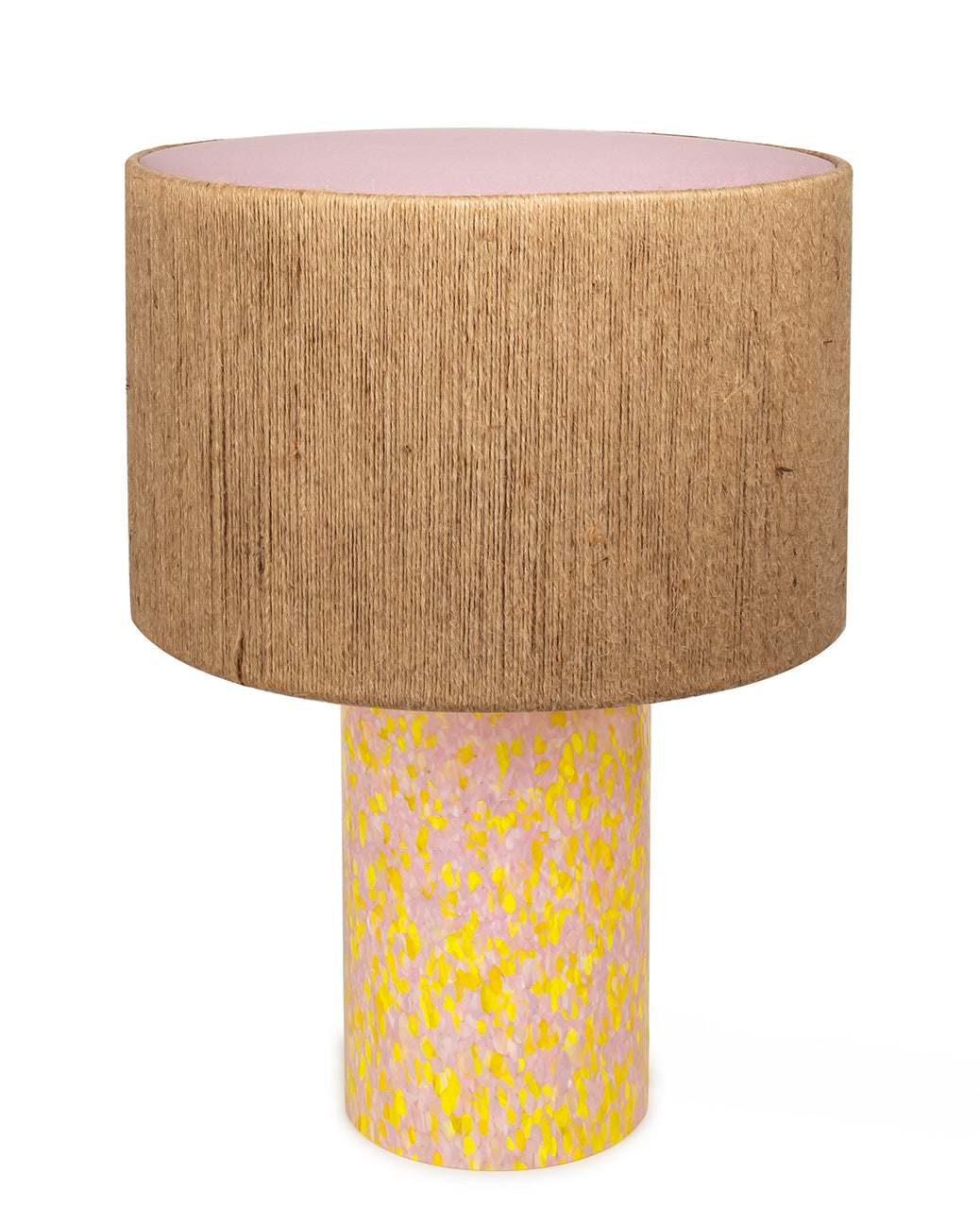 Yellow & Pink Pillar Lamp with rope shade