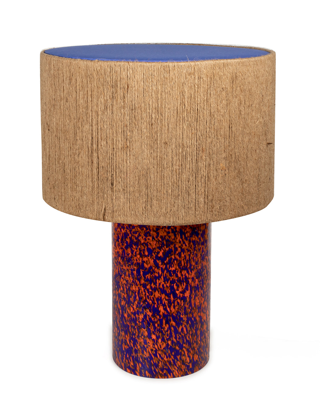 Orange & Blue Pillar Lamp with rope shade