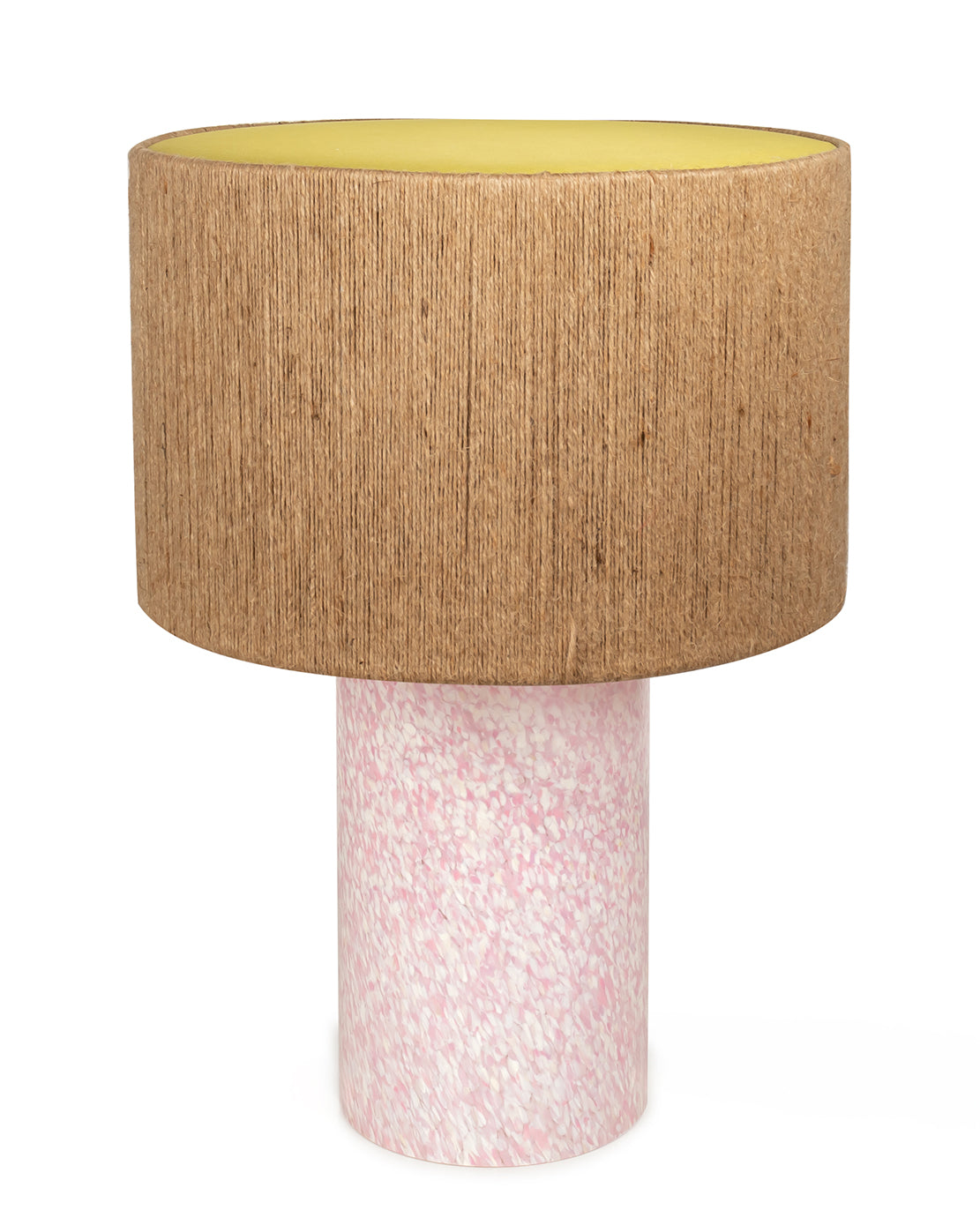 Ivory & Pink Pillar Lamp with rope shade