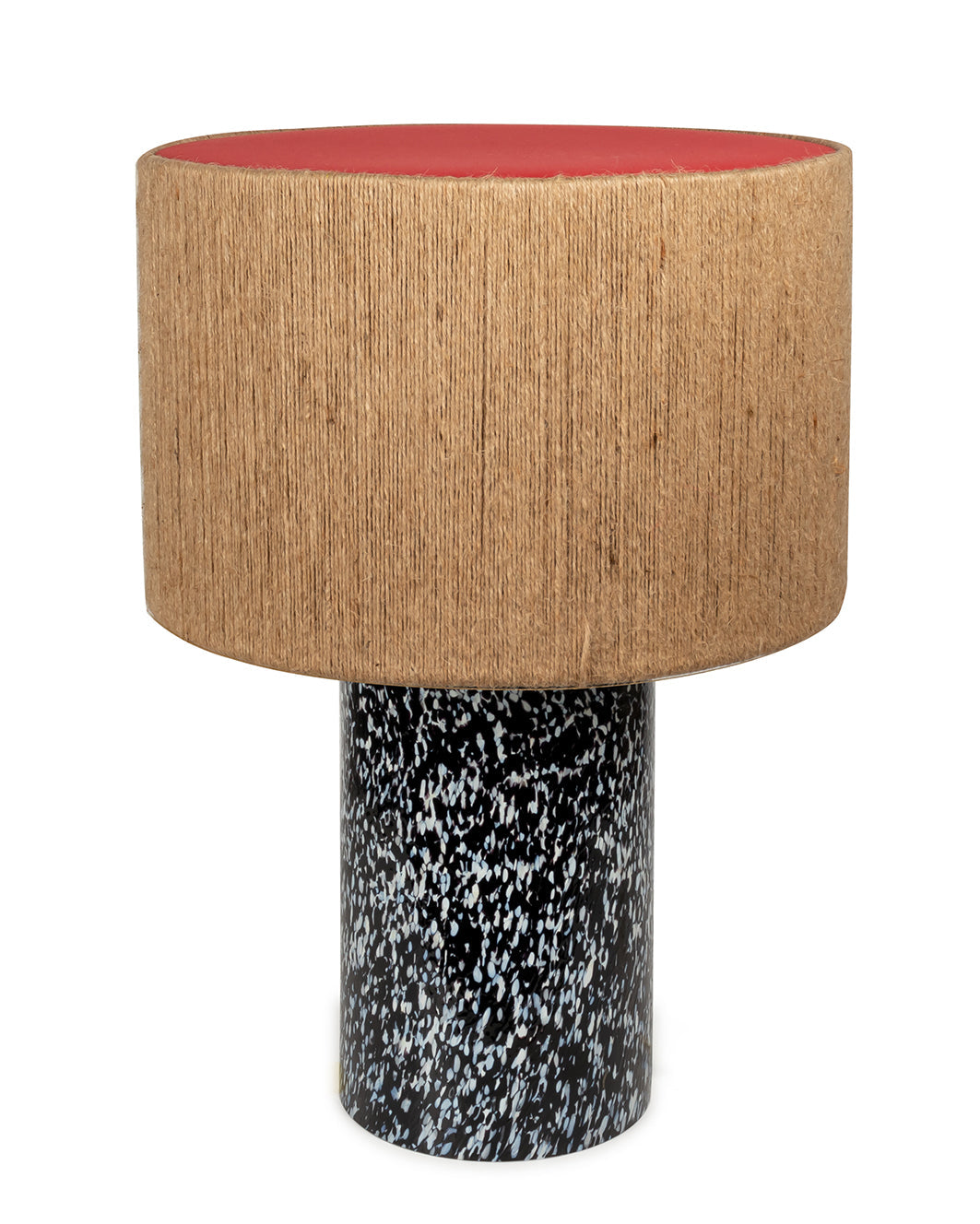 Black & White Pillar Lamp with rope shade