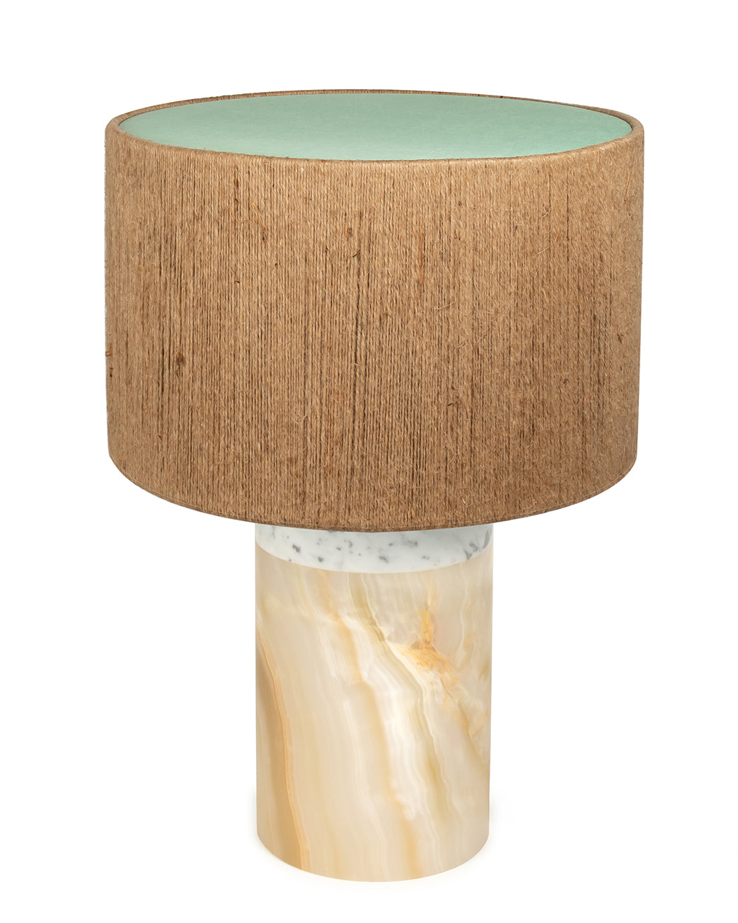 Marble & Onyx Pillar Lamp with rope shade