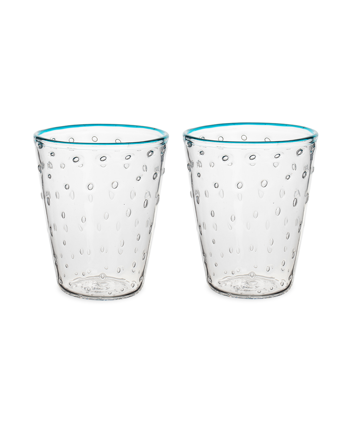 AQUAMARINE RIM BUBBLE TUMBLERS