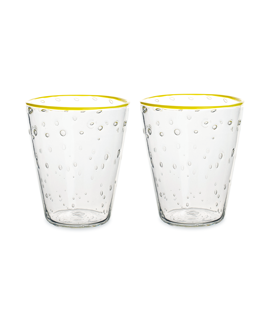 YELLOW RIM BUBBLE TUMBLERS