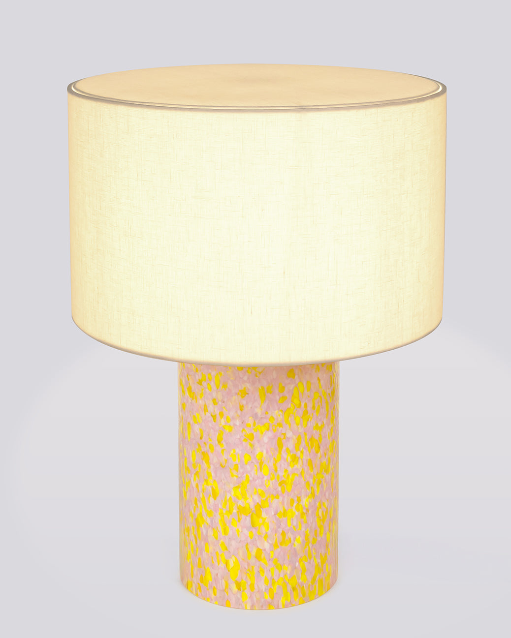 YELLOW & PINK PILLAR LAMP / LINEN